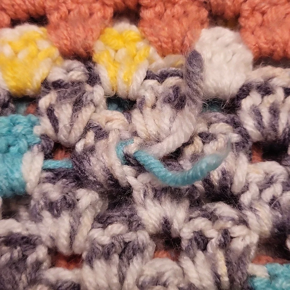 Crocheted Granny Square Throw‎ Lap Blanket Handmade Knit Colorful
